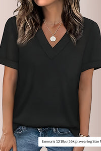 Willluxe® The Essential V-Neck Relaxed Fit Short Sleeve Top