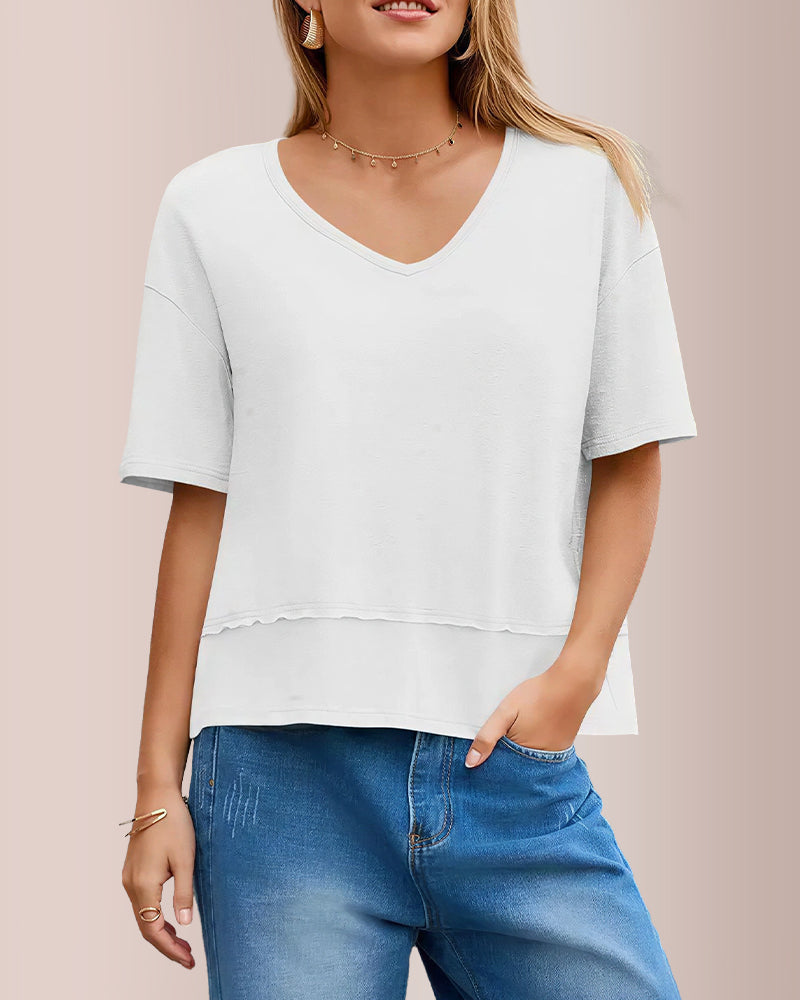 Willluxe® The Effortless Oversized V-Neck Tee