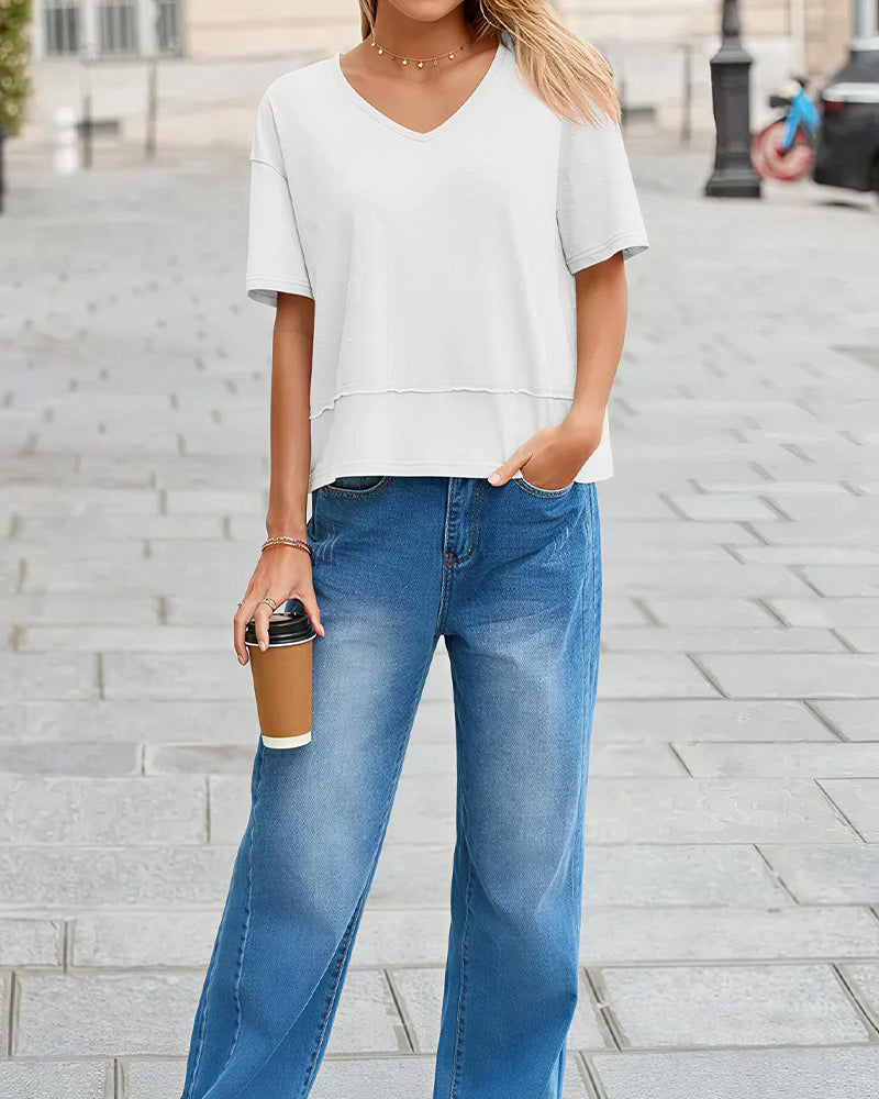 Willluxe® The Effortless Oversized V-Neck Tee