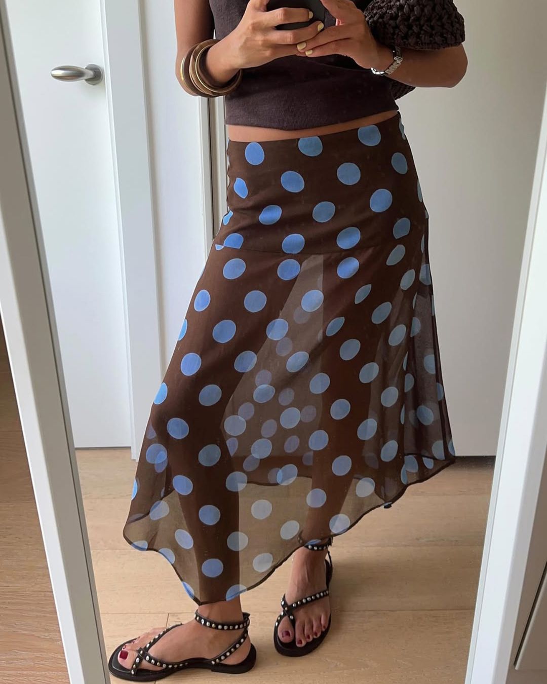 Willluxe® Polka Dot Asymmetrical Mesh Skirt