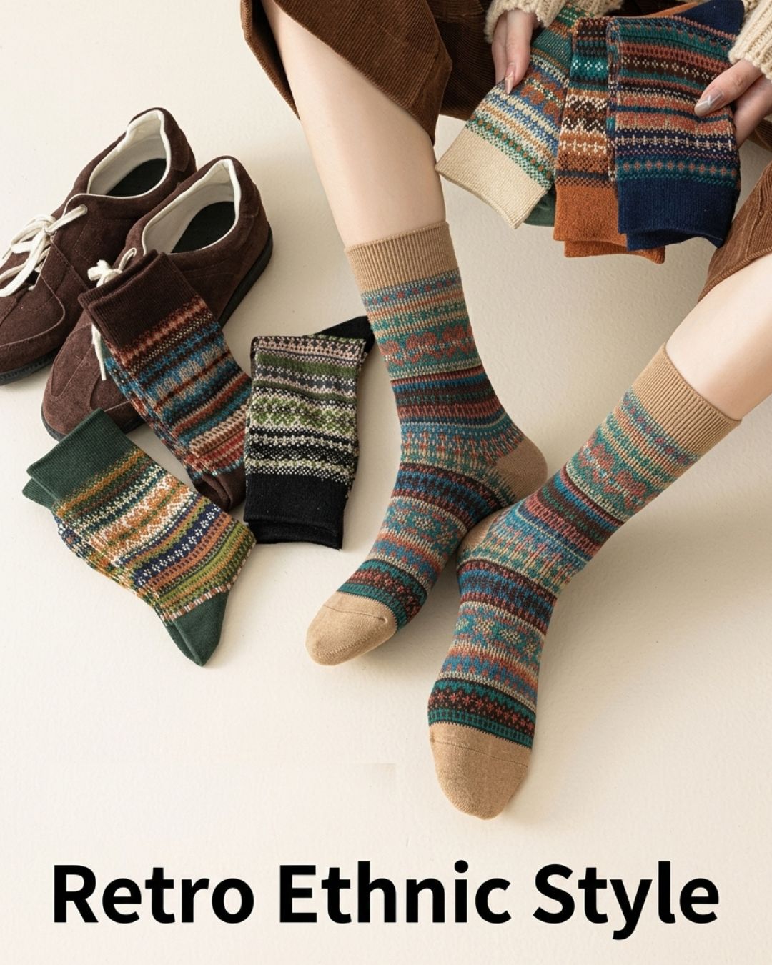 Willluxe® Soft Warm Retro Tribal Color Block Socks