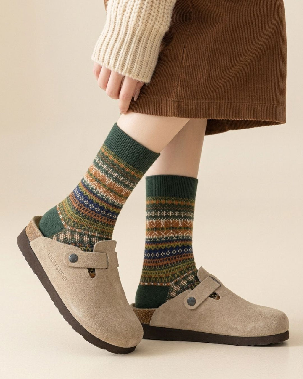 Willluxe® Soft Warm Retro Tribal Color Block Socks