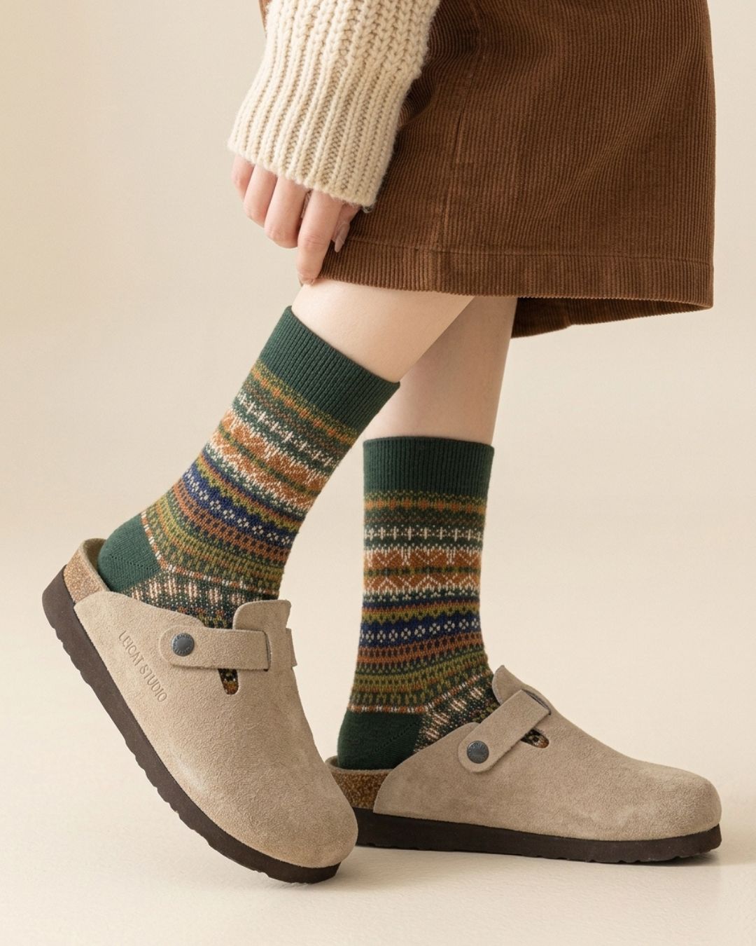 Willluxe® Soft Warm Retro Tribal Color Block Socks
