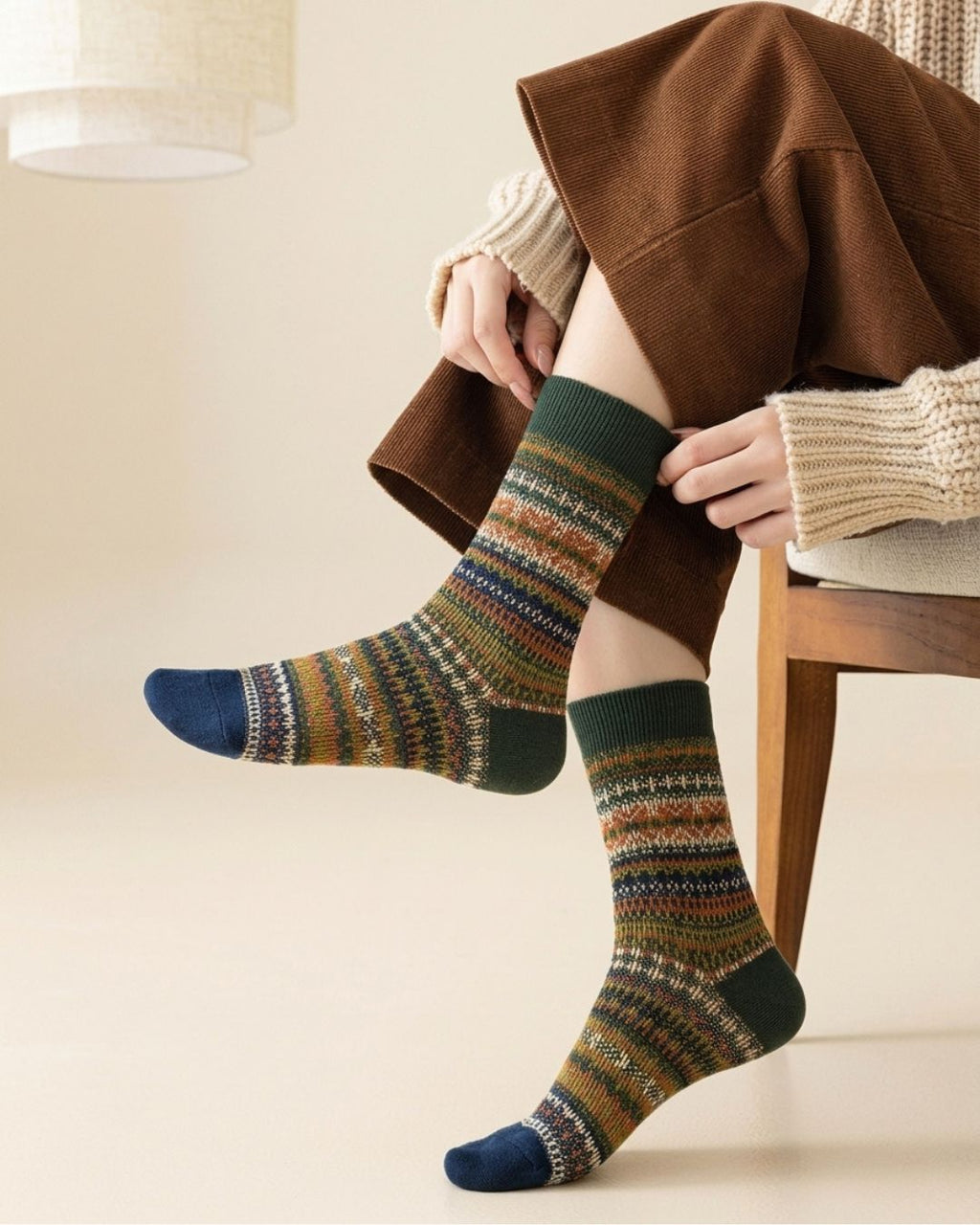 Willluxe® Soft Warm Retro Tribal Color Block Socks