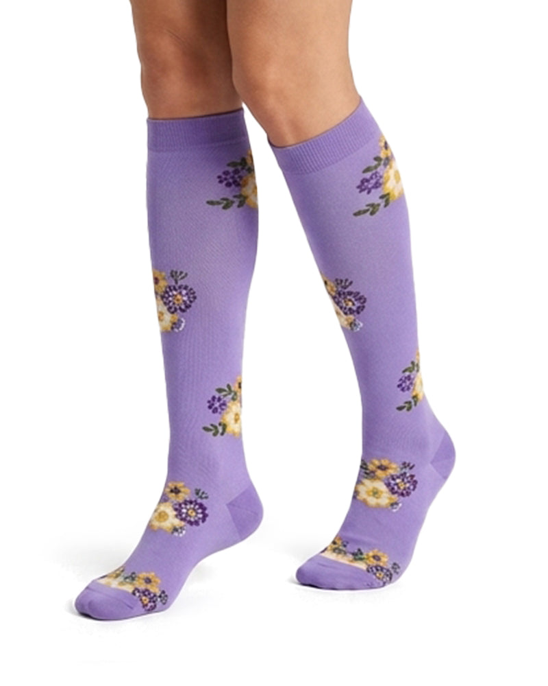 Willluxe® Floral Pattern Compression Knee-High Sports Socks