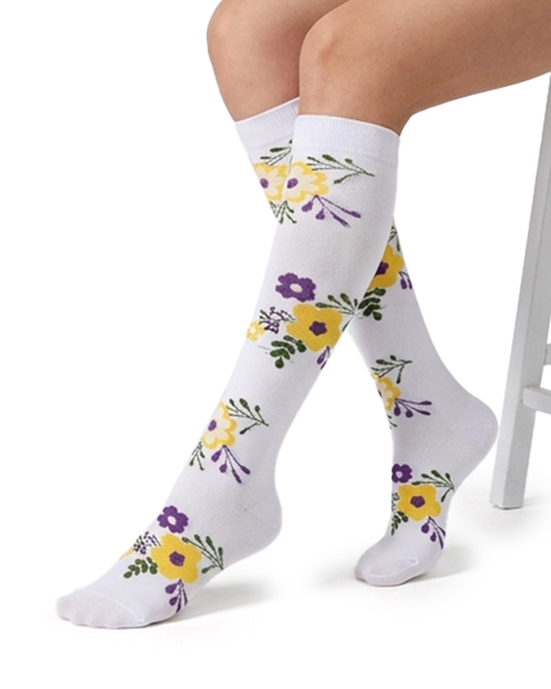 Willluxe® Floral Pattern Compression Knee-High Sports Socks