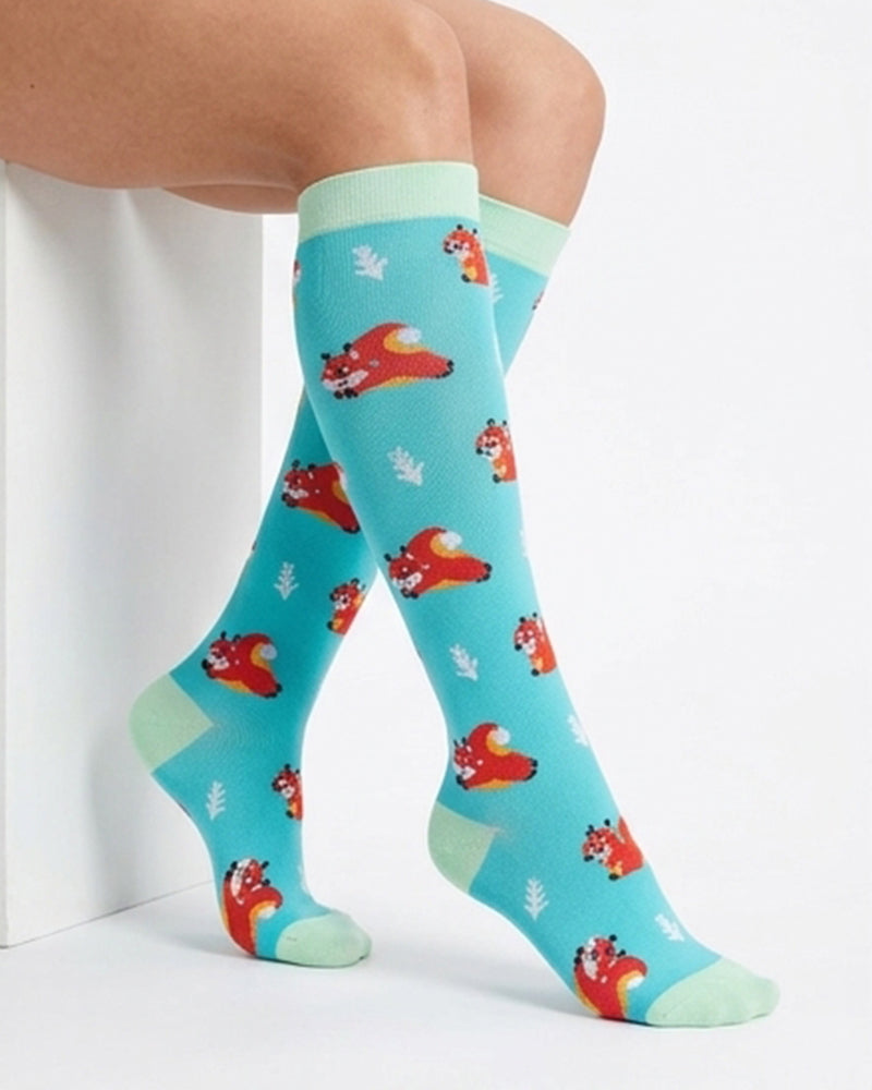 Willluxe® Playful Print Knee-High Compression Sports Socks