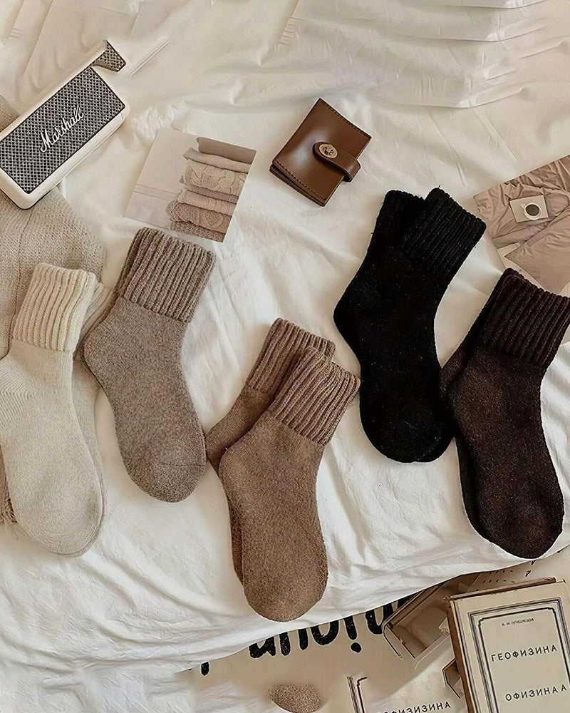 Willluxe® Thermal Thick Terry Lined Blend Crew Socks(5 Pack)