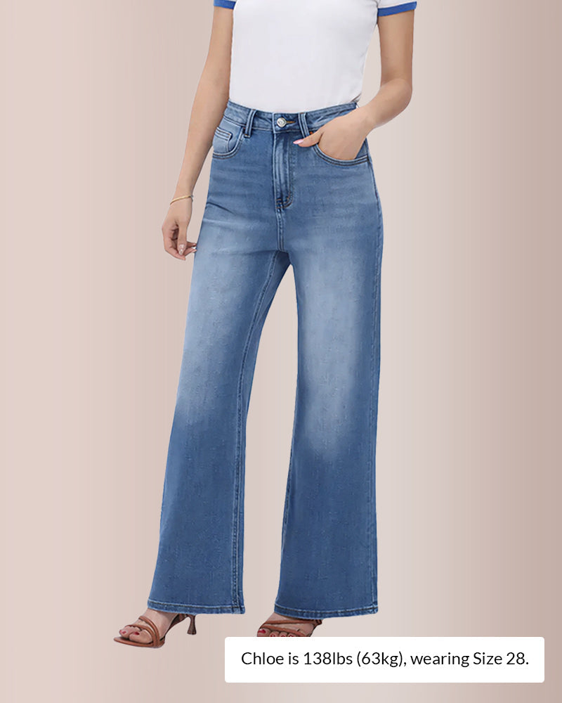 Willluxe® Wide Leg High-waisted Stretchy Jeans