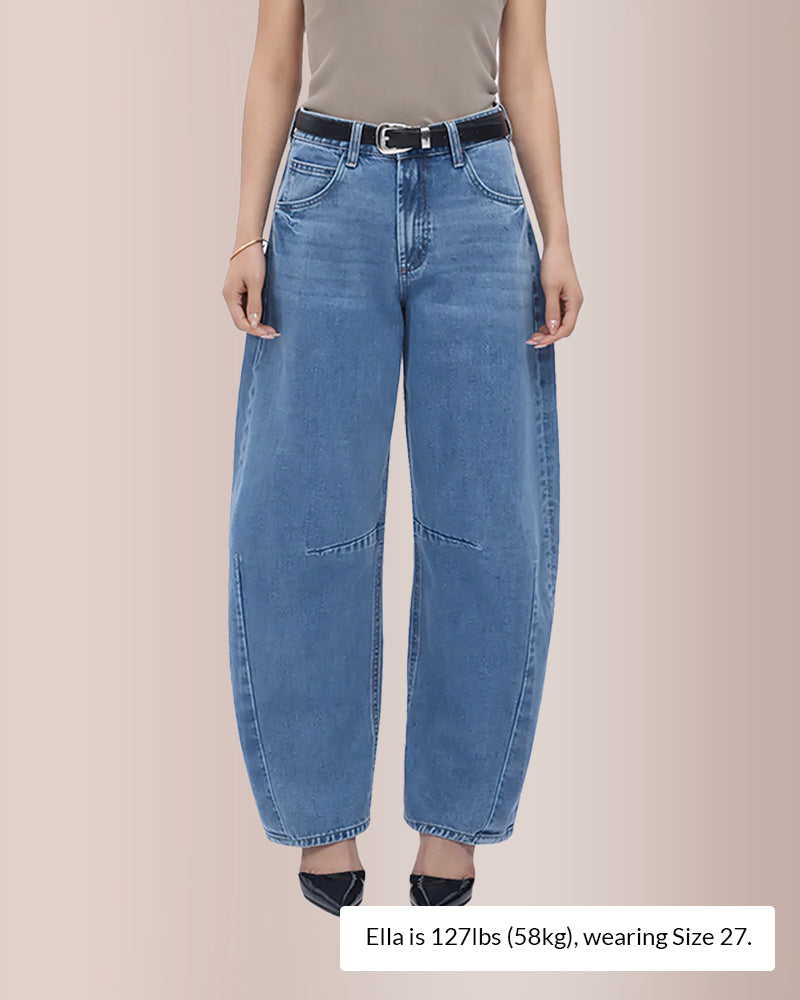 Willluxe® High Waist Baggy Barrel Leg Jeans