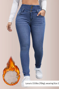 Willluxe® High Waist Fleece-Lined Denim Jeans