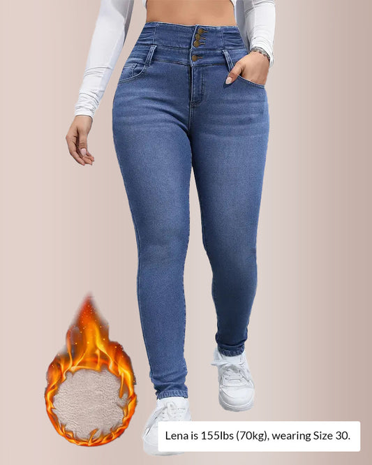 WILLLUXE®  High Waist Fleece-Lined Denim Jeans