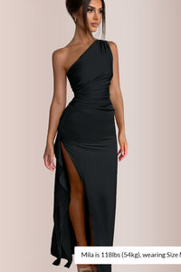 Willluxe® One Shoulder Satin High Split Maxi Dress