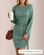 Elegant Knit Long Lantern Sleeve Fall Bodycon