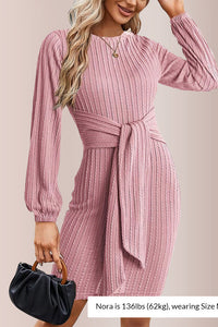 Elegant Knit Long Lantern Sleeve Fall Bodycon