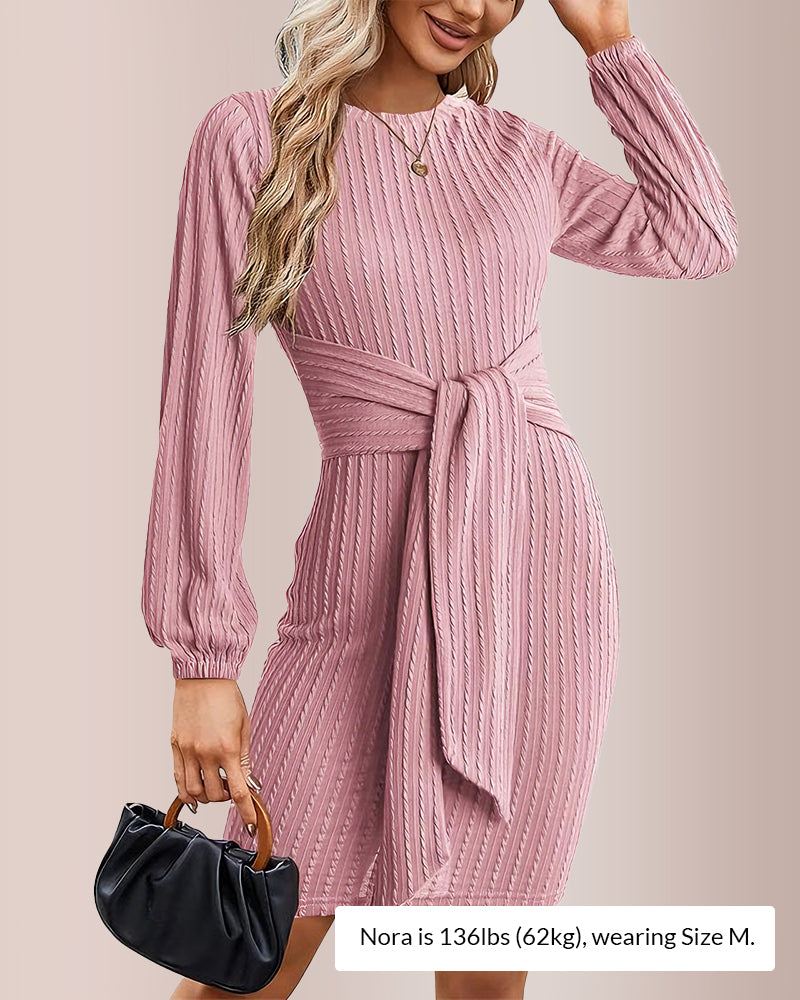 Elegant Knit Long Lantern Sleeve Fall Bodycon