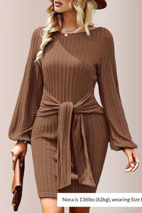 Elegant Knit Long Lantern Sleeve Fall Bodycon