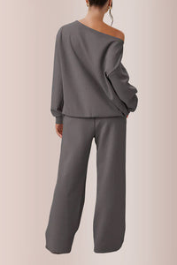 Willluxe® Women’s Sloping Shoulder Top & Wide-Leg Co-ord Set