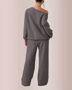 Willluxe® Women’s Sloping Shoulder Top & Wide-Leg Co-ord Set