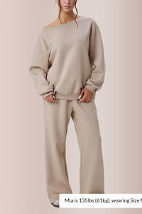 Willluxe® Women’s Sloping Shoulder Top & Wide-Leg Co-ord Set