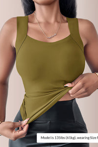 Willluxe® Women’s U-Neck Shapewear Tank with Built-In Bra