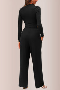 Willluxe® Ribbed Knit Crop Top & Wide-Leg Lounge Set