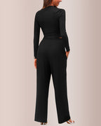 Willluxe® Ribbed Knit Crop Top & Wide-Leg Lounge Set