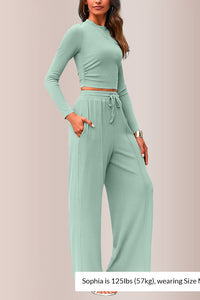 Willluxe® Ribbed Knit Crop Top & Wide-Leg Lounge Set