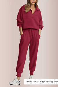 Willluxe® Women’s Half-Zip Sweatshirt & Jogger Set