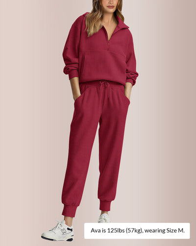 Willluxe® Women’s Half-Zip Sweatshirt & Jogger Set