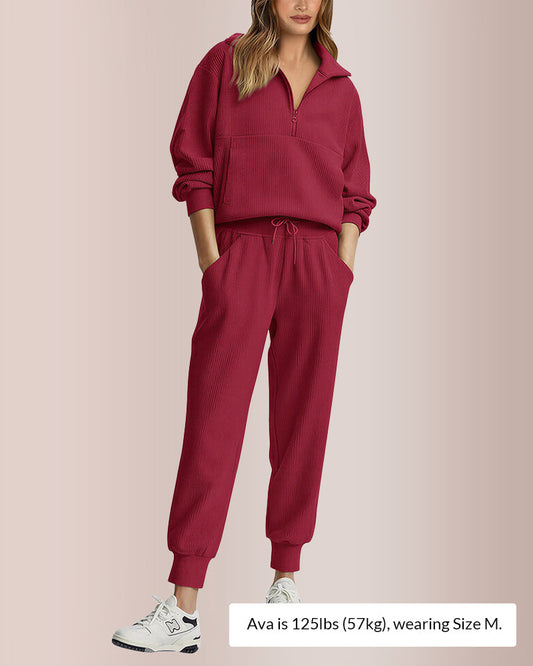 WILLLUXE® Women’s Half-Zip Sweatshirt & Jogger Set