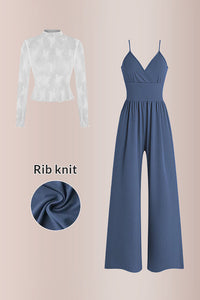 Willluxe® Women’s Lace Tee & Cami Jumpsuit Two-Piece Set
