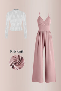 Willluxe® Women’s Lace Tee & Cami Jumpsuit Two-Piece Set