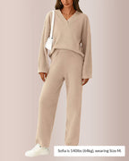 Willluxe® Women’s V-Neck Top & Wide-Leg Lounge Set