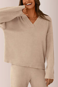 Willluxe® Women’s V-Neck Top & Wide-Leg Lounge Set