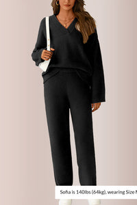 Willluxe® Women’s V-Neck Top & Wide-Leg Lounge Set