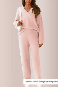 Willluxe® Women’s V-Neck Top & Wide-Leg Lounge Set