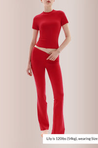 Willluxe® Women’s Short Sleeve Top & Flare Pant Set