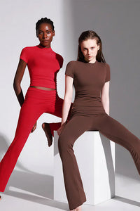 Willluxe® Women’s Short Sleeve Top & Flare Pant Set
