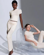 Willluxe® Women’s Short Sleeve Top & Flare Pant Set