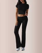 Willluxe® Women’s Crop Top & Flare Pant Lounge Set
