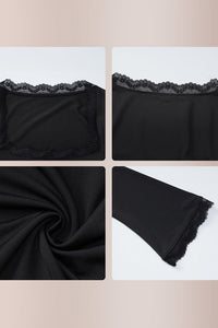 Willluxe®Y2K Lace Trim Square Neck Fitted Top