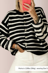 Willluxe® Vintage Striped Knit Cardigan