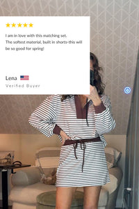 Willluxe®Striped 2 Piece Outfits Casual Sweatshirt Skirt Set