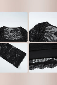 Willluxe®Sheer Lace Floral Long Sleeve Top