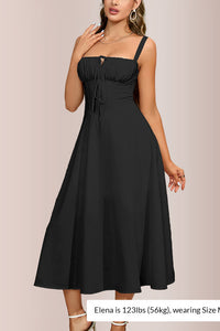Willluxe® Structured Bust Ruched Tie-Front High Slit Midi Dress