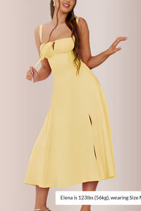 Willluxe® Structured Bust Ruched Tie-Front High Slit Midi Dress