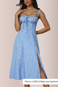 Willluxe® Structured Bust Ruched Tie-Front High Slit Midi Dress