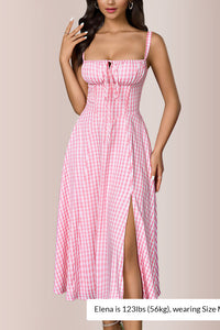 Willluxe® Structured Bust Ruched Tie-Front High Slit Midi Dress