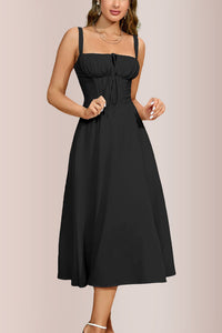 Willluxe® Structured Bust Ruched Tie-Front High Slit Midi Dress